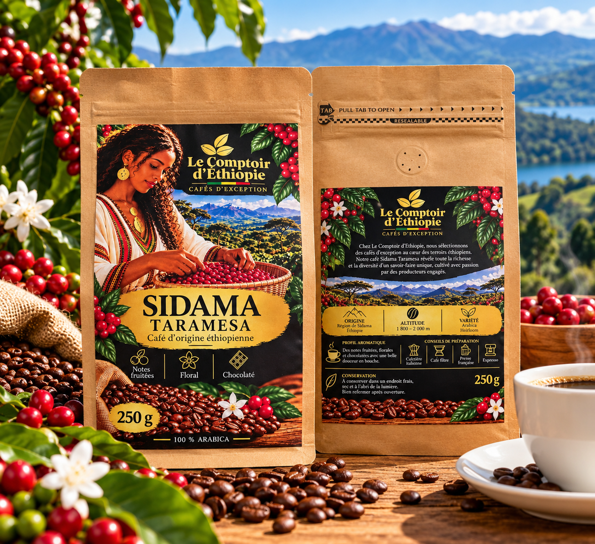 Café Sidama Taramesa d’Éthiopie – 250g